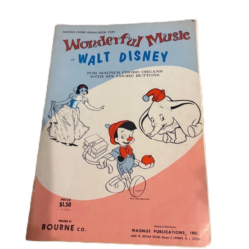 Vintage Walt Disney Sheet Music Book Wonderful Bourne Co Snow White Dumbo